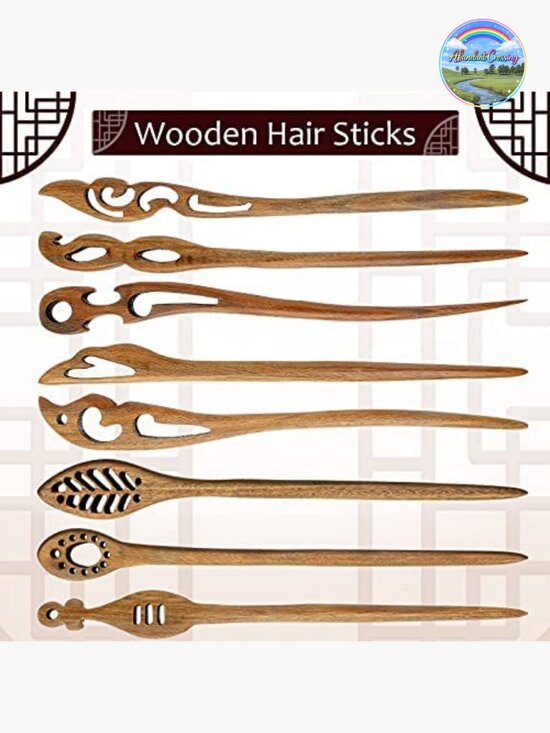 8 Wooden Hair Sticks Chopstick Pin Bun Maker Hair Accessories